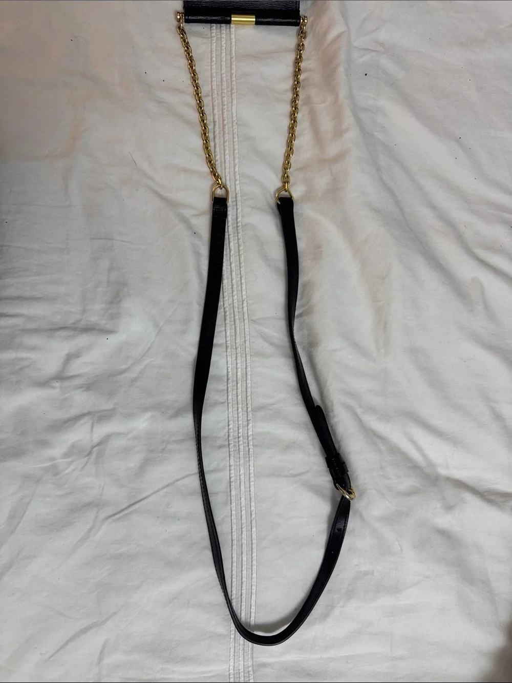 Ralph Lauren Black Leather Crossbody with Gold Chain Trim